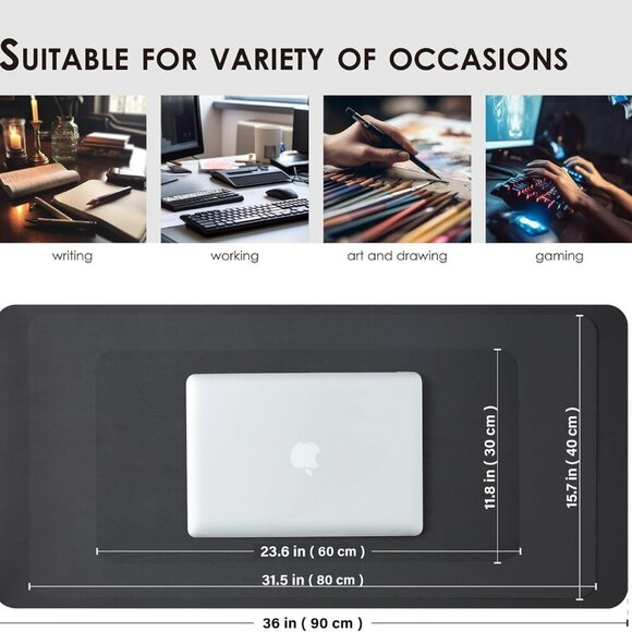 Compact Leather Desk Mat - Small Non-Slip PU Desk Pad for Office and Home - Desk - Picture 5 of 6